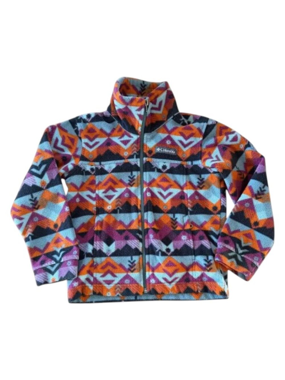 Columbia Kids Fleece Full Zip Geometric Print Jacket Size 4-5 / XXS